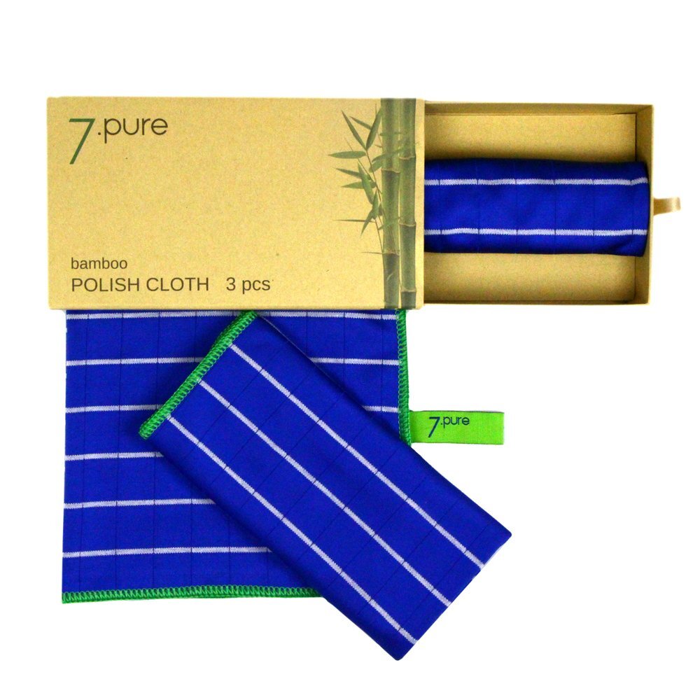 7.PURE Bamboo polishing cloths | 3 pieces | 40 x 50 cm | Dry and polish with the power of nature | Effortless, streak-free shine | Chamois leather,